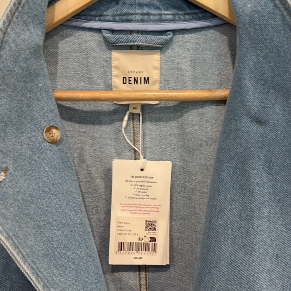 SÉZANE Kalvin Denim Coat in Bleach sz 40 / US 8  SOLD OUT IN STORE - Picture 12 of 14